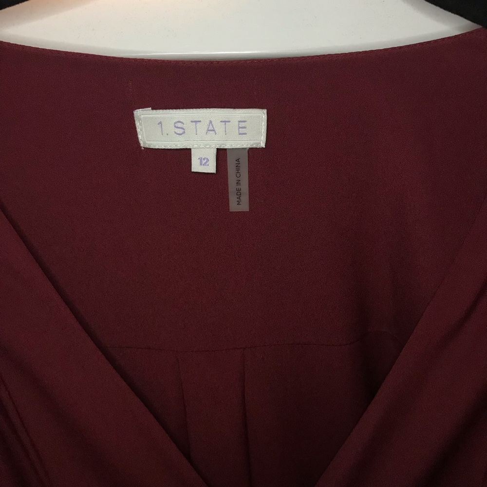 NWT💎1. State Red Wine Romper w/ Long Sleeve SZ 12 - Picture 3 of 4